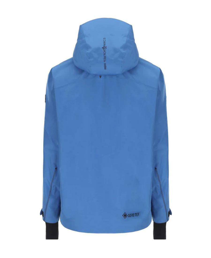 MONCLER Hooded Long-sleeved Down Jacket In Blue Product Image