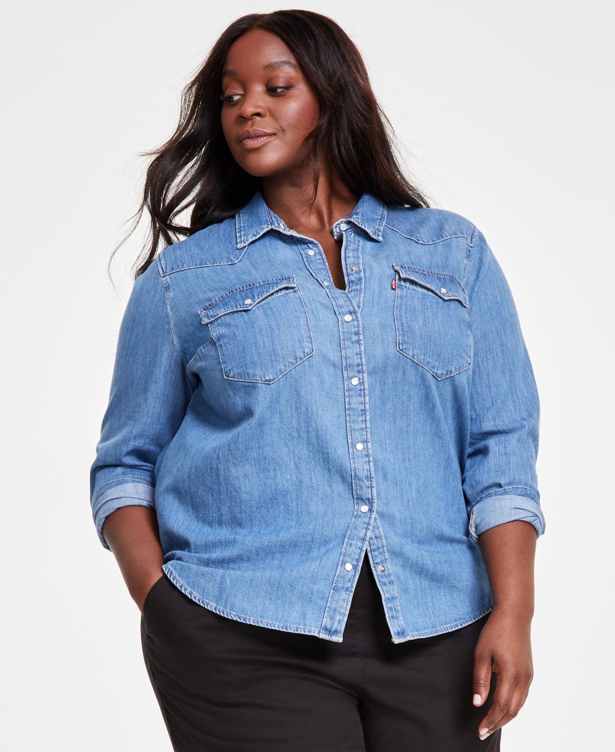 Levis Plus Size Button Front Long Sleeve Western Top Product Image