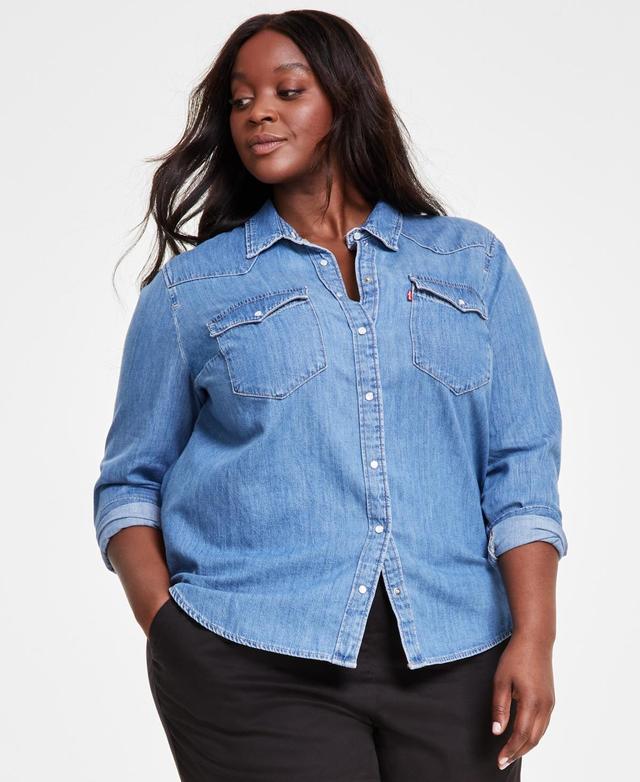 Levis Plus Size Button Front Long Sleeve Western Top Product Image