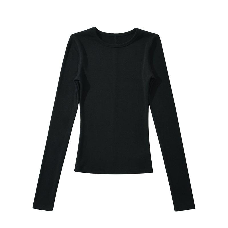 Long-Sleeve Crew Neck Slim Fit T-Shirt Product Image