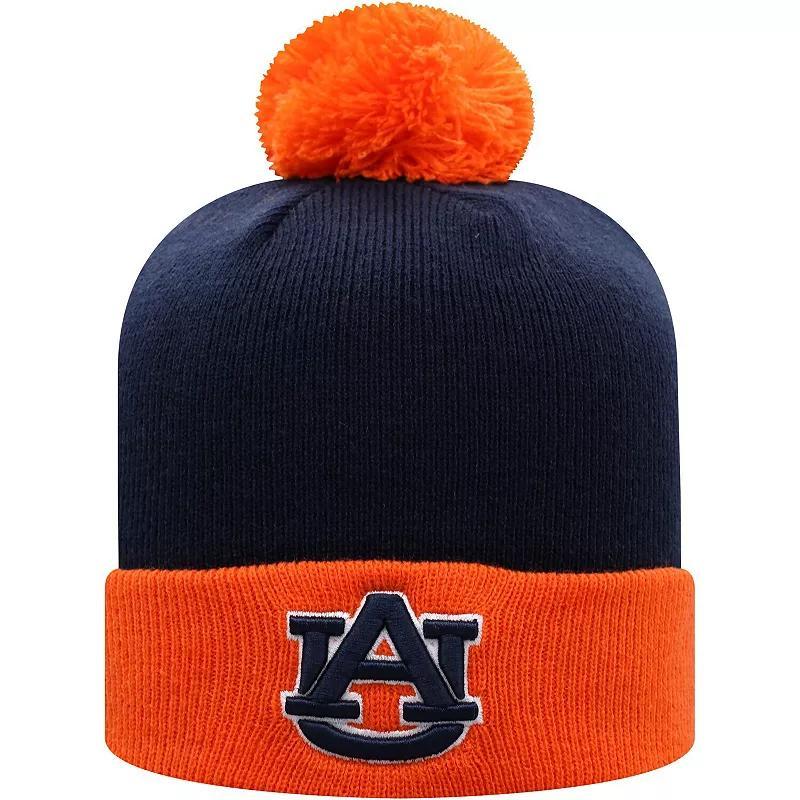 Mens Top of the World /Orange Auburn Tigers Core 2-Tone Cuffed Knit Hat with Pom, Blue Product Image