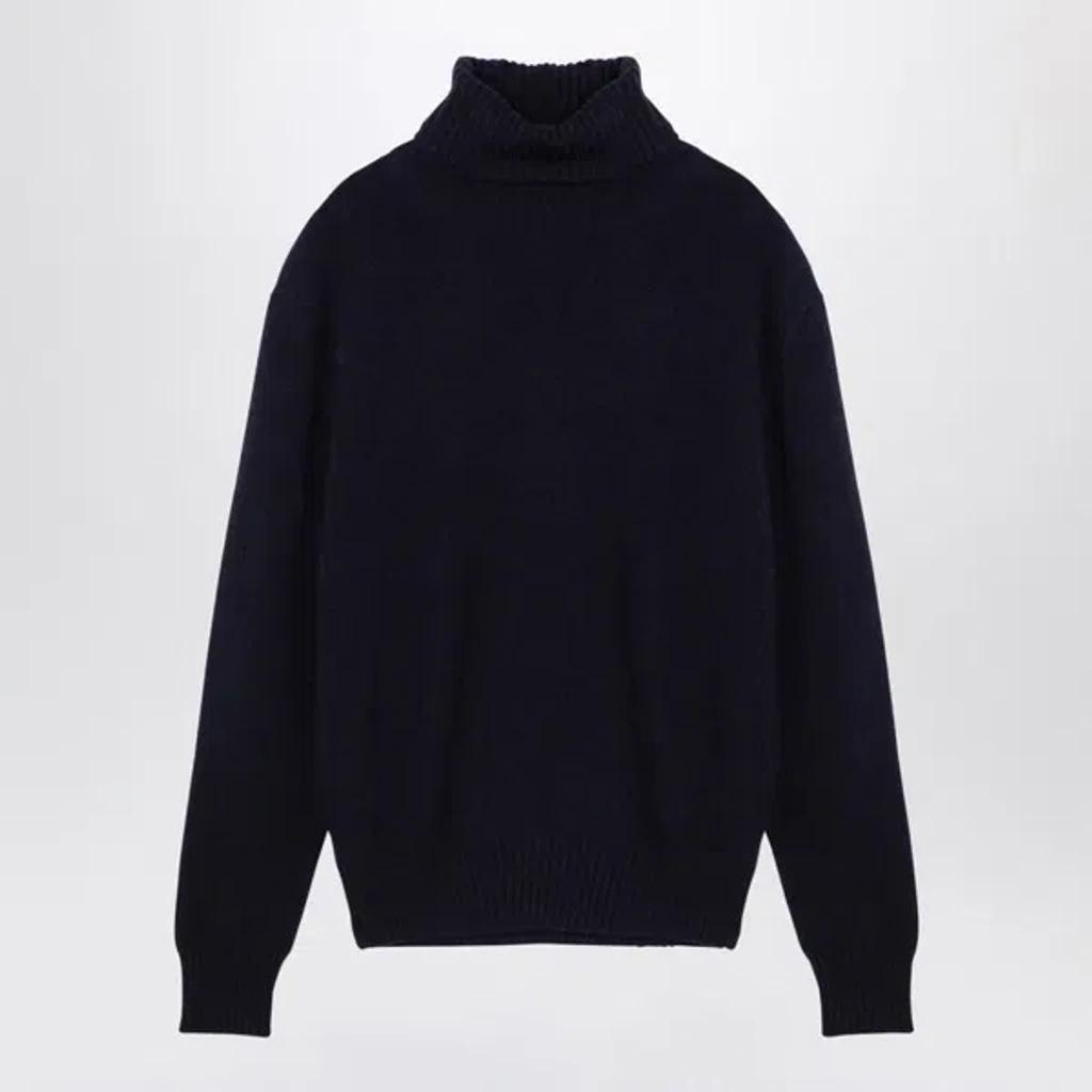 Ami Paris Navy Turtleneck Jumper In Blue Product Image