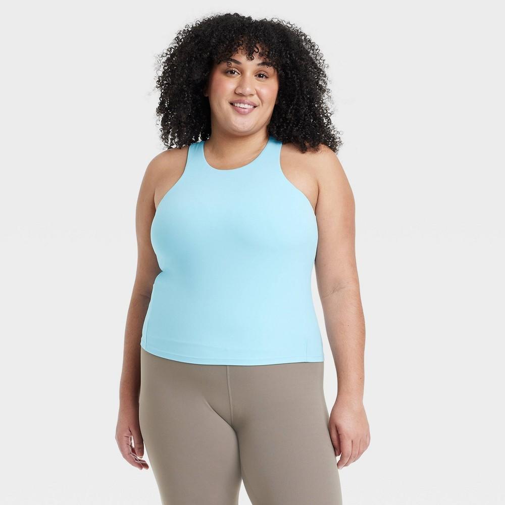 Womens Everyday Soft Racerback Tank Top - All In Motion Light Blue 1X product image