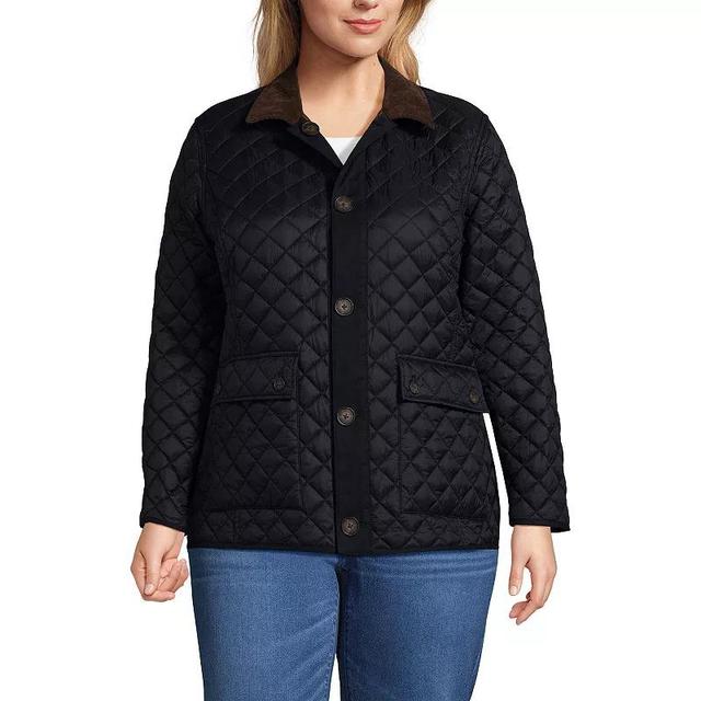 Plus Size Lands End Reversible Quilted Barn Coat, Womens Green Green Navy Product Image