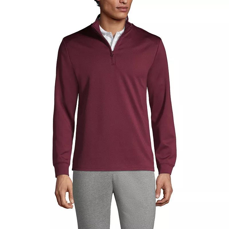 Mens Lands End School Uniform Quarter Zip Pullover Sweatshirt Red Product Image