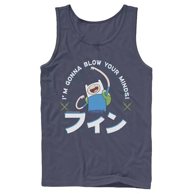 Mens Adventure Time Finn Im Gonna Blow Your Minds Kanji Portrait Tank Top Grey Product Image