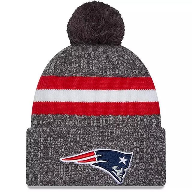 Mens New Era Gray New England Patriots 2023 Sideline Sport Cuffed Pom Knit Hat Product Image