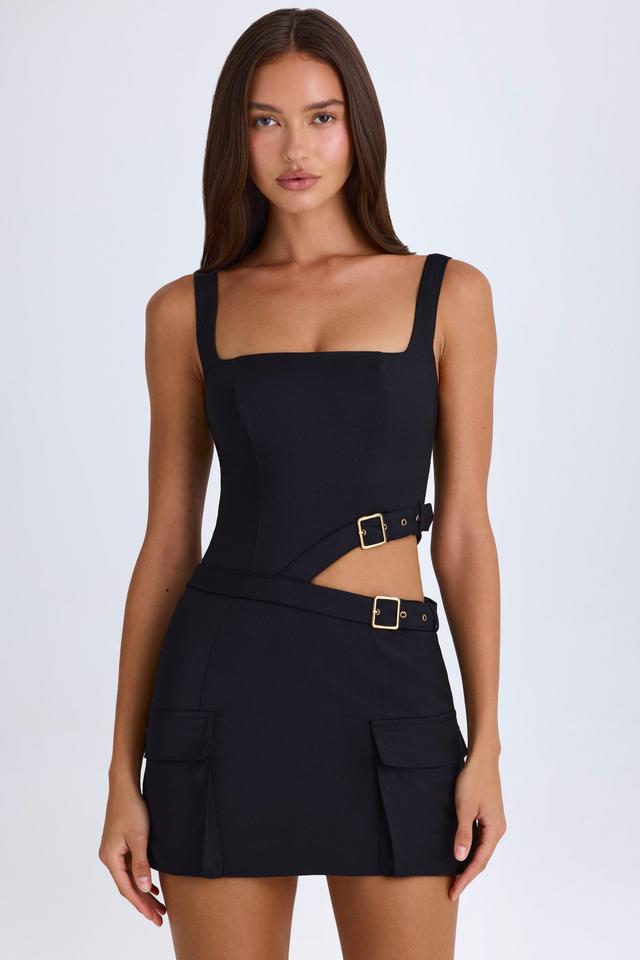 Belted Cut-Out Mini Dress in Black Product Image