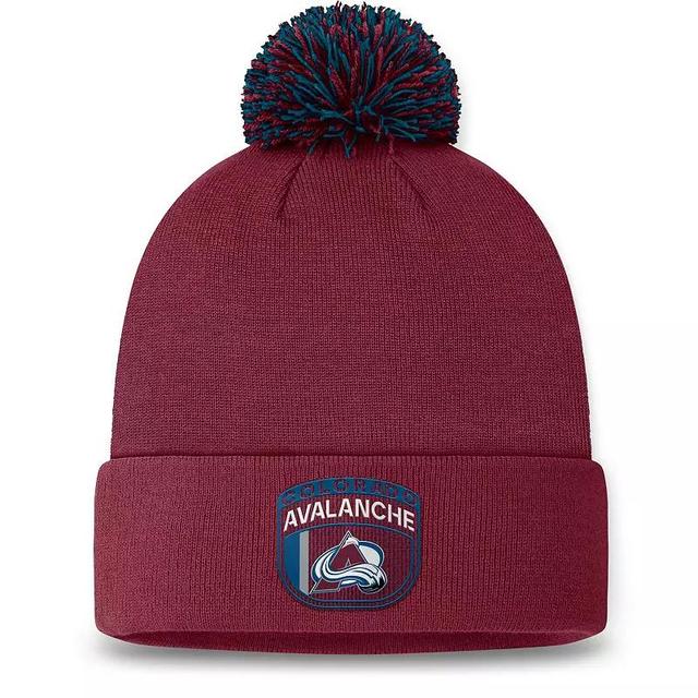 Mens Fanatics Burgundy Colorado Avalanche 2024 NHL Draft Cuffed Knit Hat with Pom Product Image