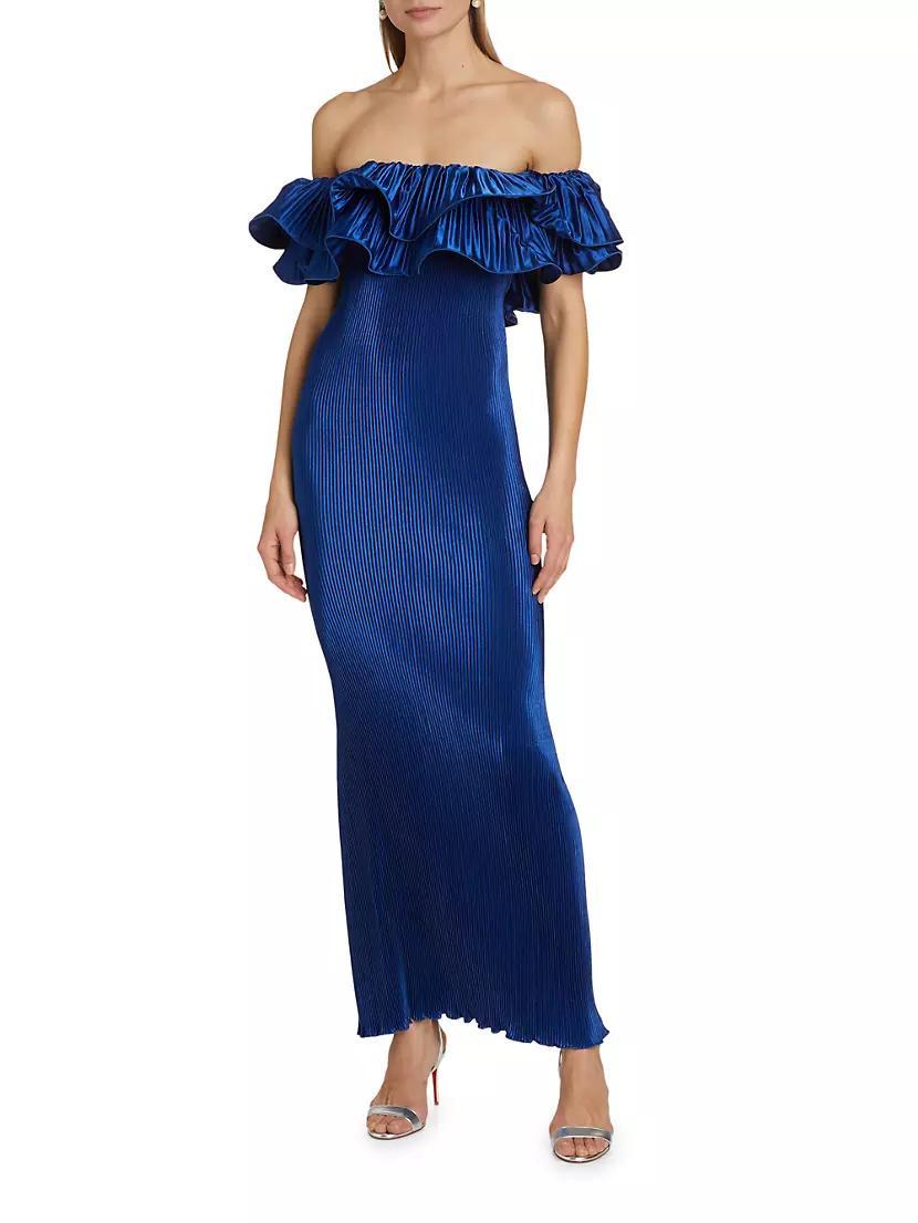 Debut Frill Off-the-Shoulder Column Gown Product Image