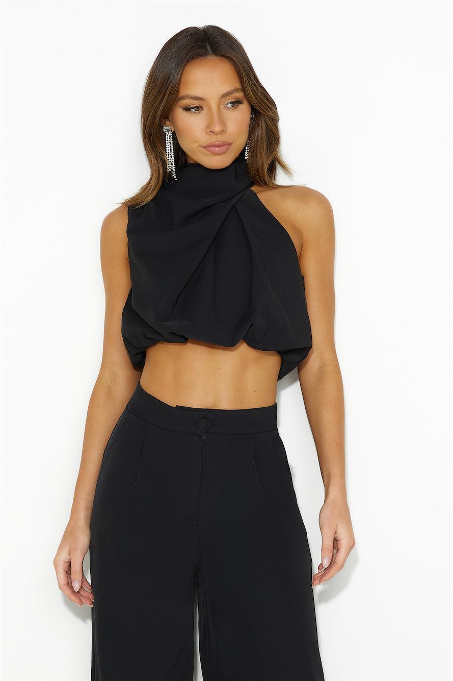 Style At Midnight Crop Top Black Product Image