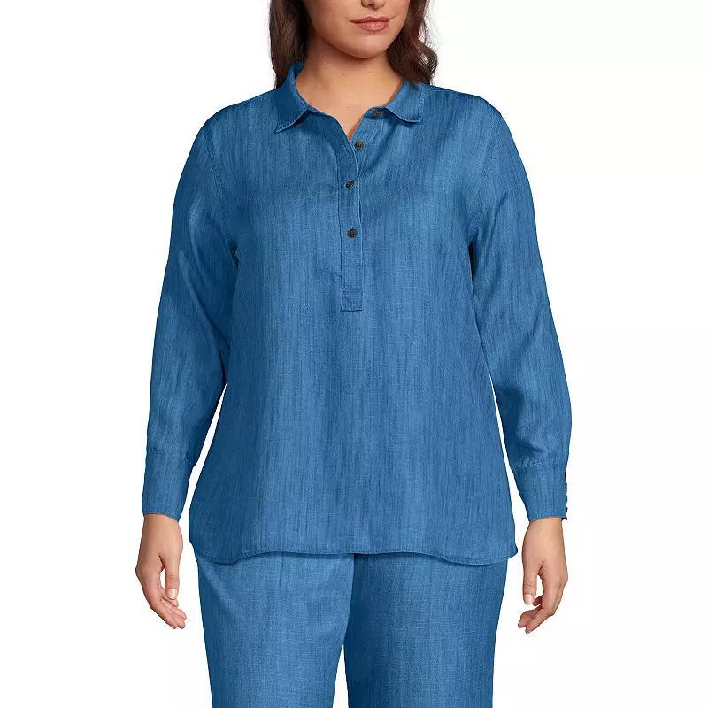 Plus Size Lands End Twill Popover Shirt, Womens Product Image