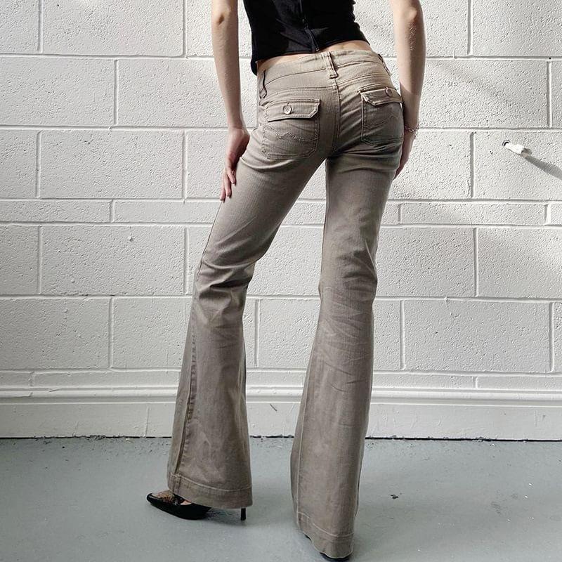 Low Rise Plain Flared Pants Product Image