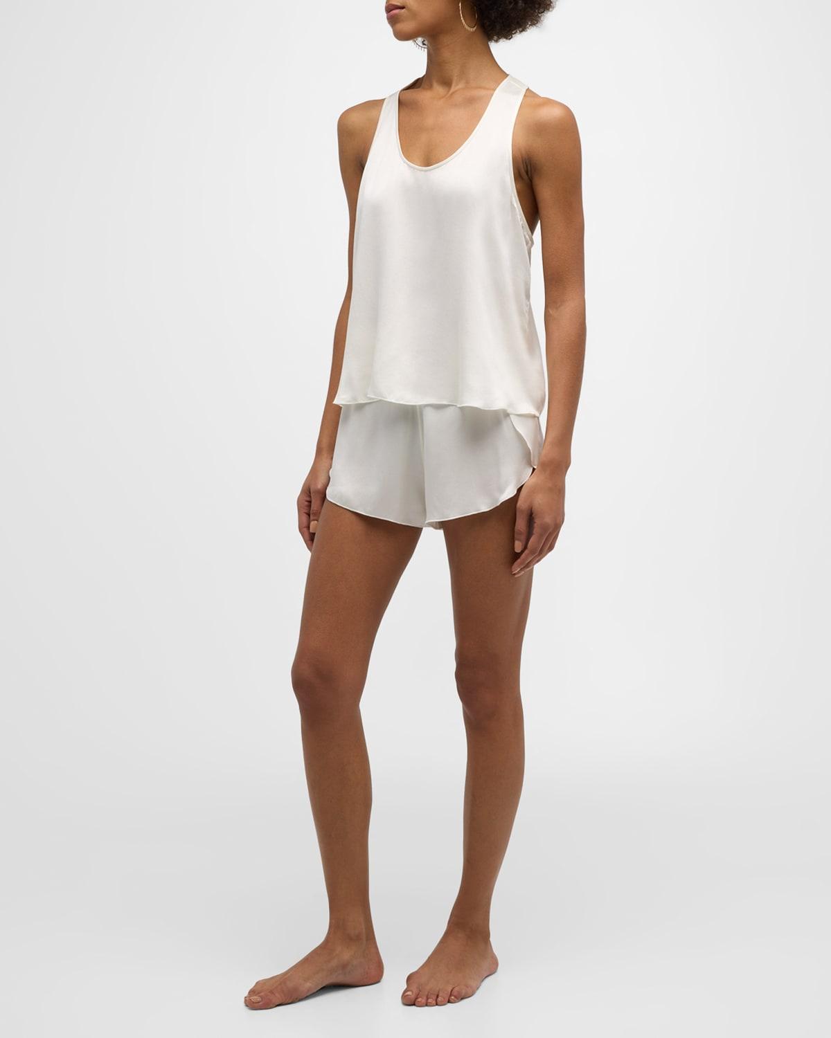 Tulip-Back Washable Silk Tank & Shorts Set Product Image