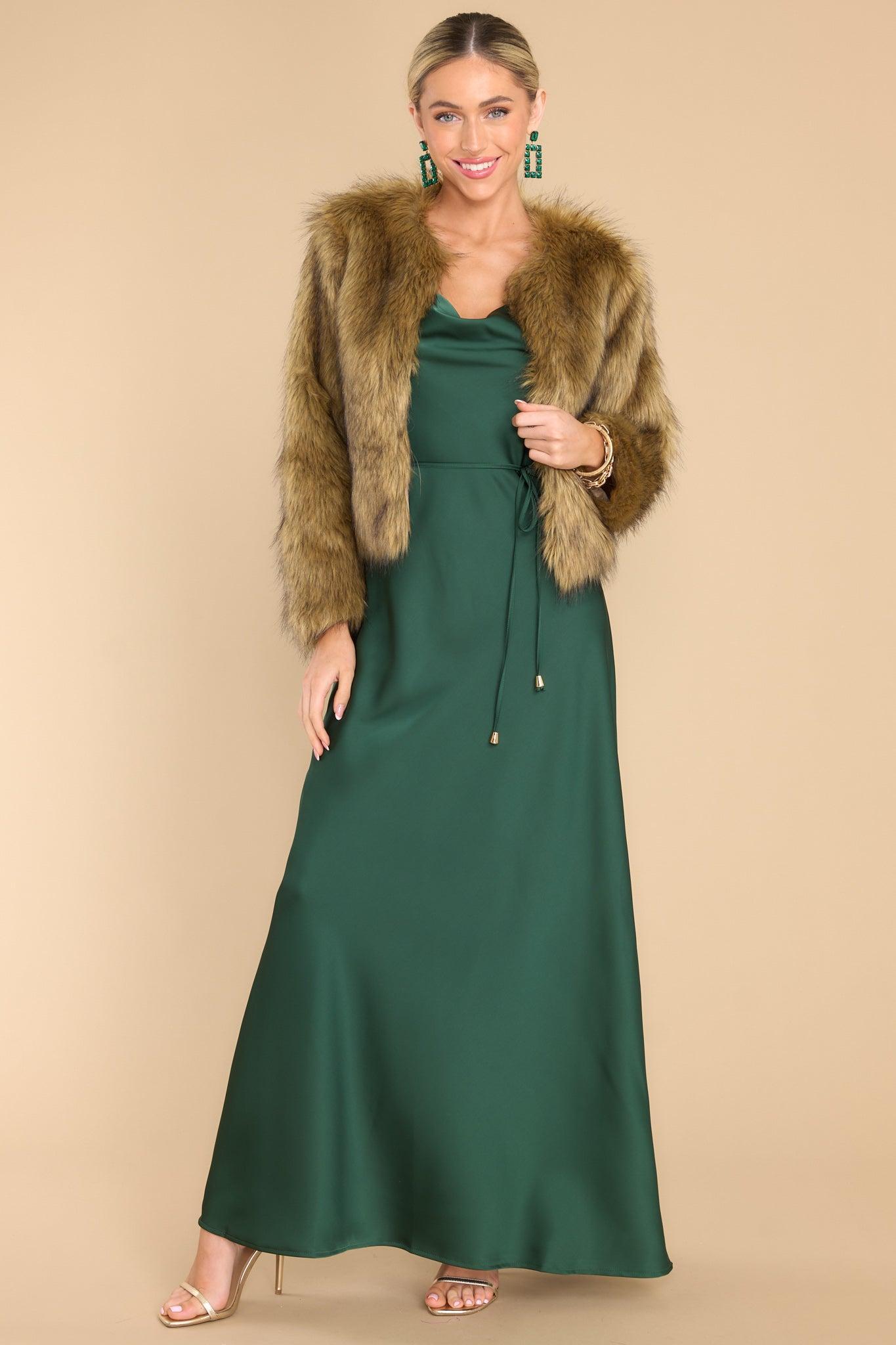 Gleaming Glam Emerald Maxi Dress Dark Green Product Image