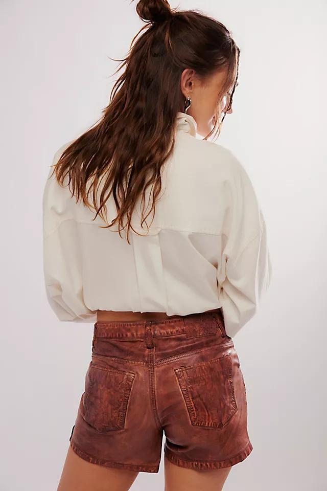 OneTeaspoon Vintage Brown Leather Shorts Product Image