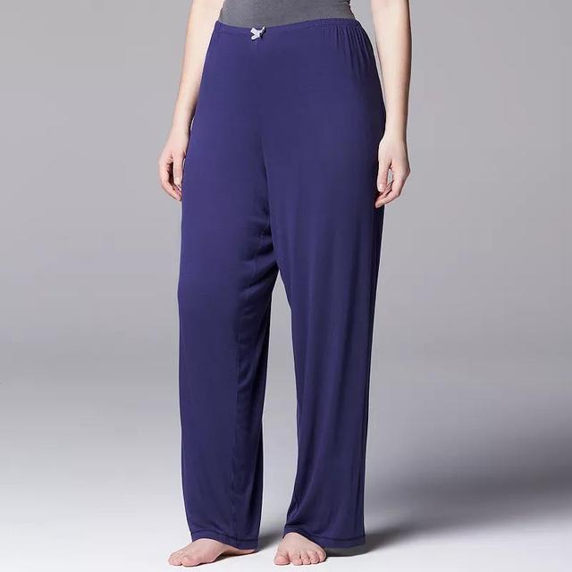 Plus Size Simply Vera Vera Wang Pajamas: Basic Luxury Pajama Pants, Womens Blue Product Image