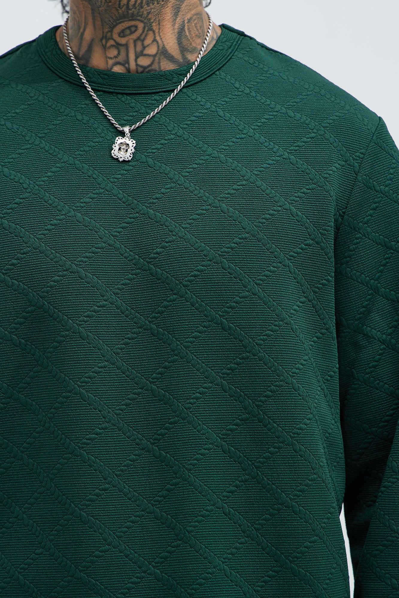 Lingo Textured Long Sleeve Tee - Green Product Image