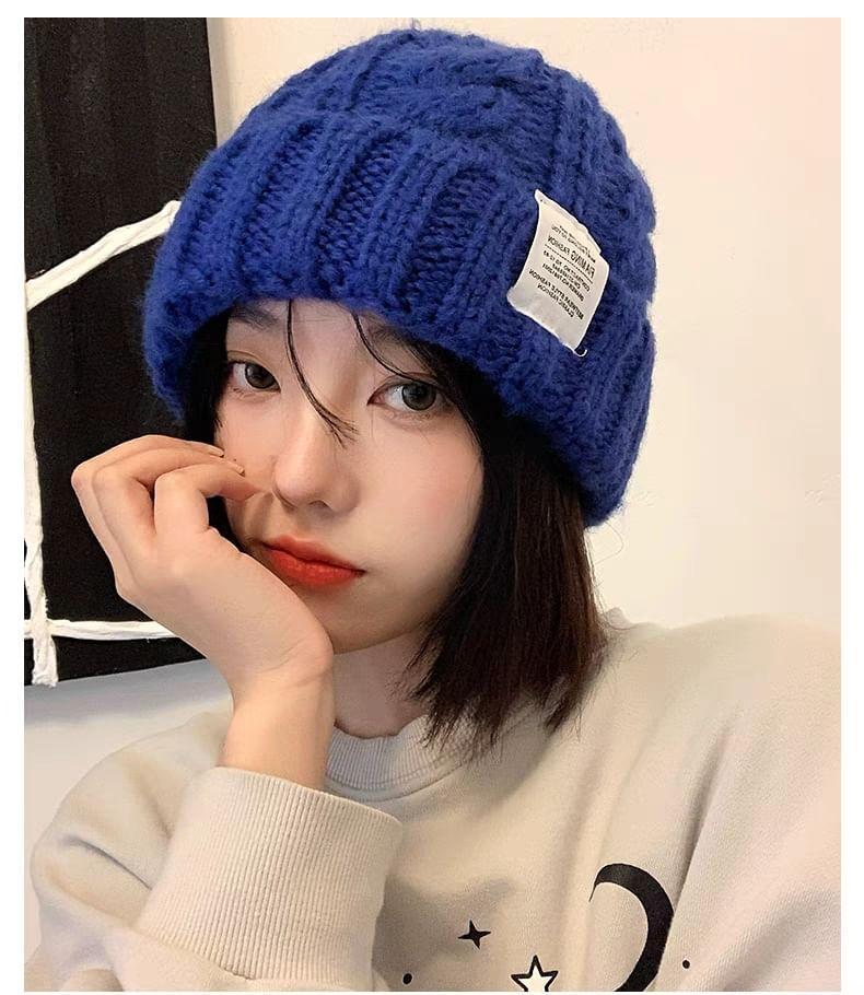 Fluffy / Plain Cable Knit Beanie product image