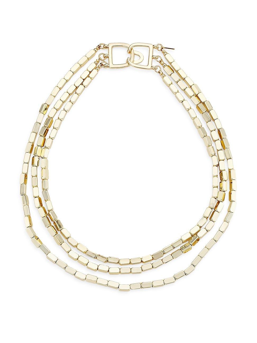 Womens 14K-Gold-Plated Beaded 3-Strand Necklace Product Image