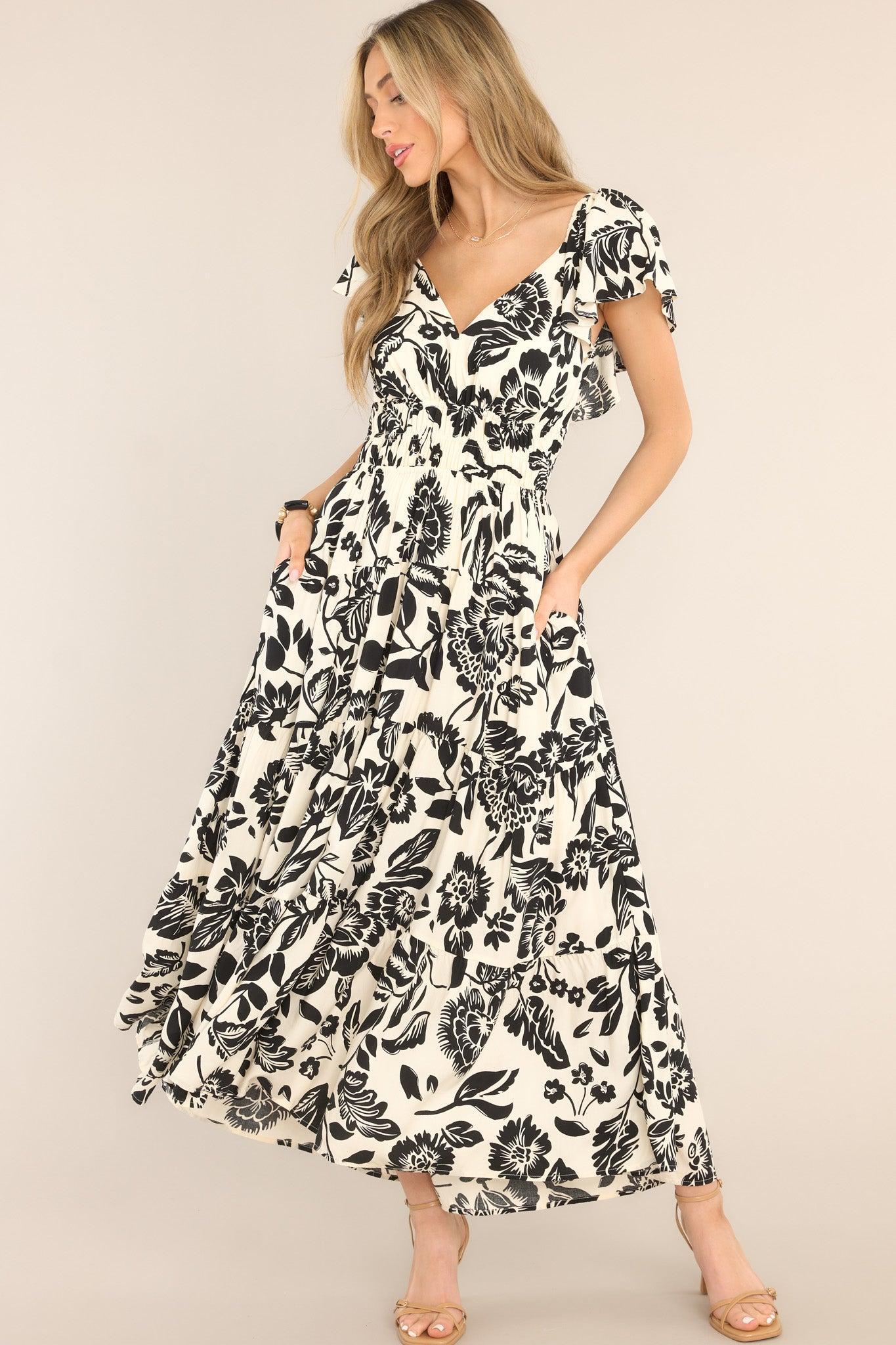 One By One Black & Ivory Maxi Dress Product Image