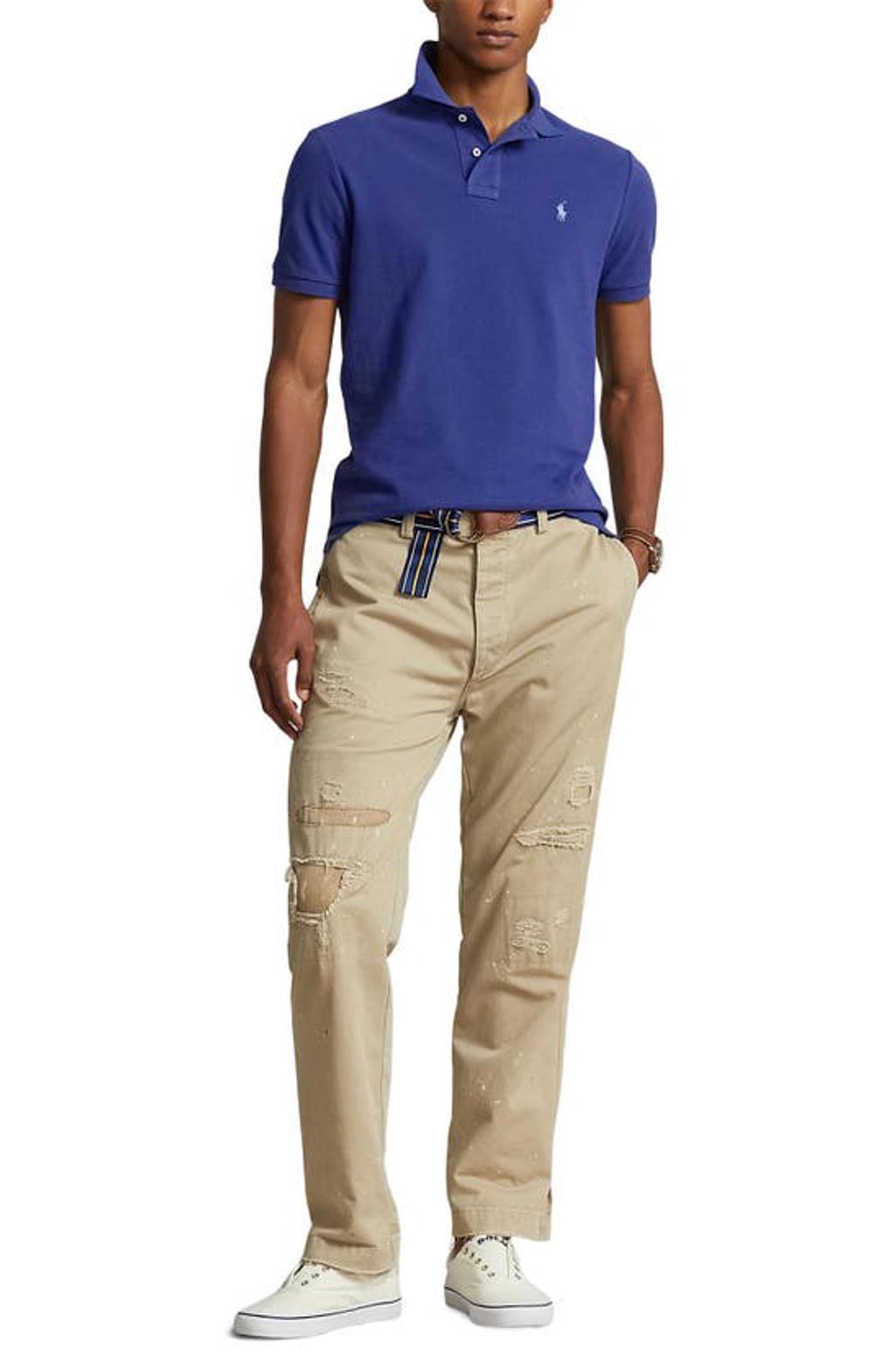 POLO RALPH LAUREN Cotton Mesh Custom Slim Fit Polo Shirt In Beach Royal Product Image