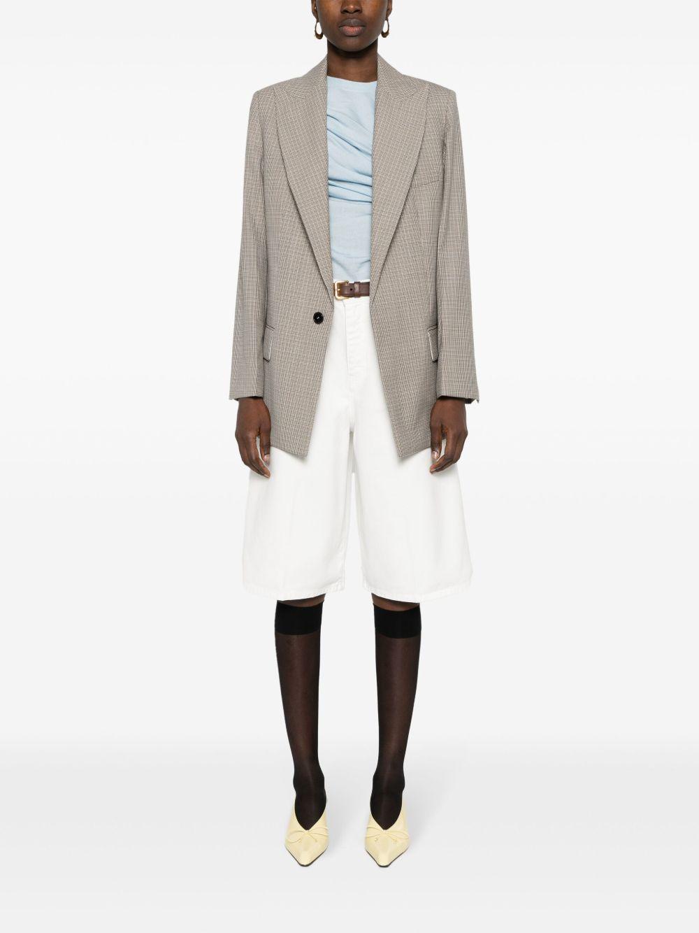 VICTORIA BECKHAM Puppytooth Peak-lapel Blazer In Neutrals Product Image