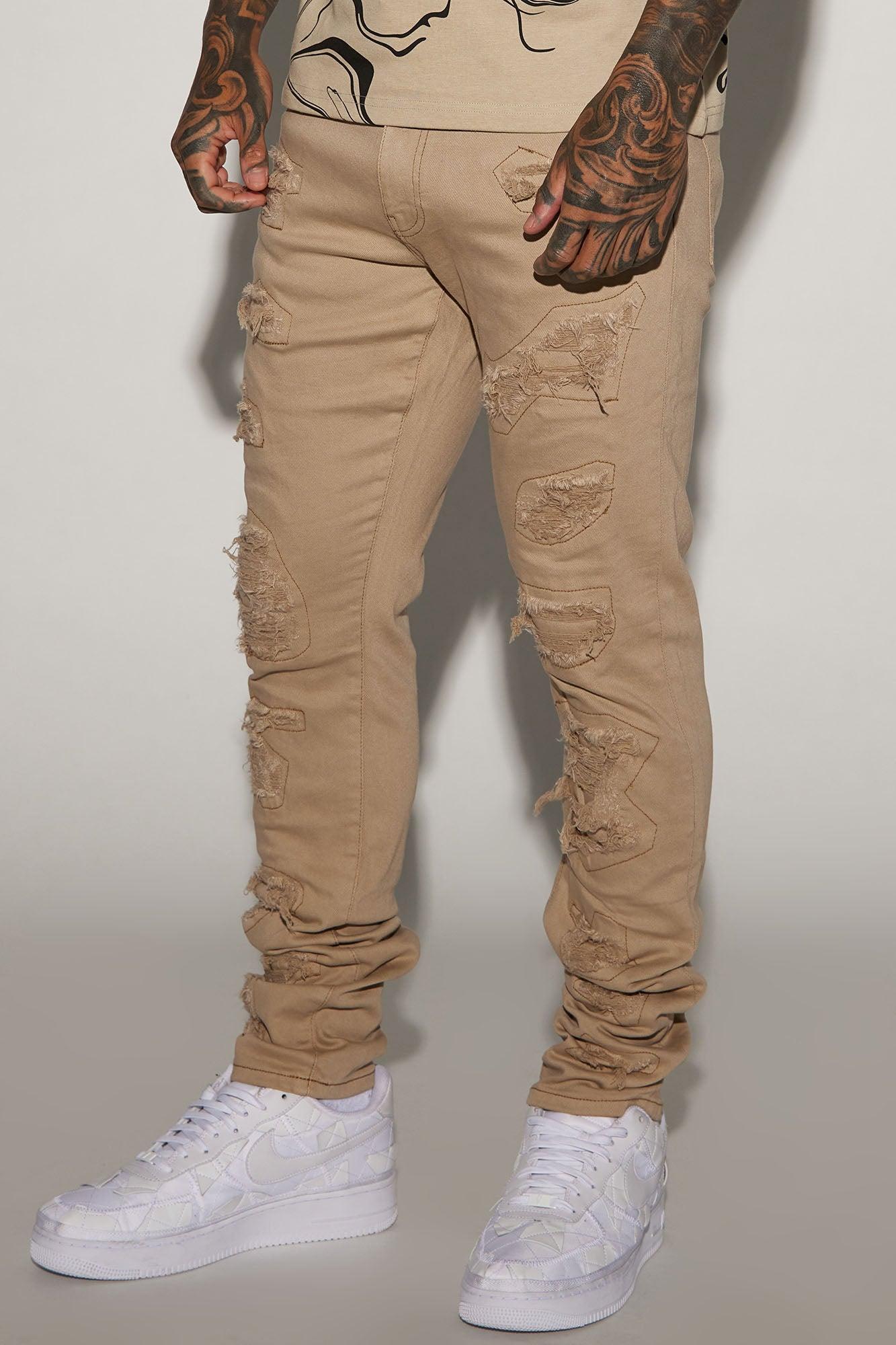 High Key Stacked Skinny Jeans - Taupe Product Image