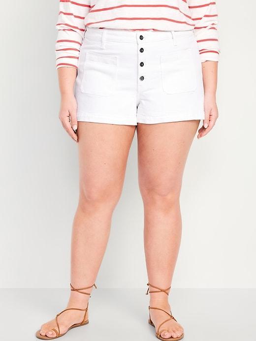 High-Waisted Jean Trouser Shorts -- 3-inch inseam Product Image