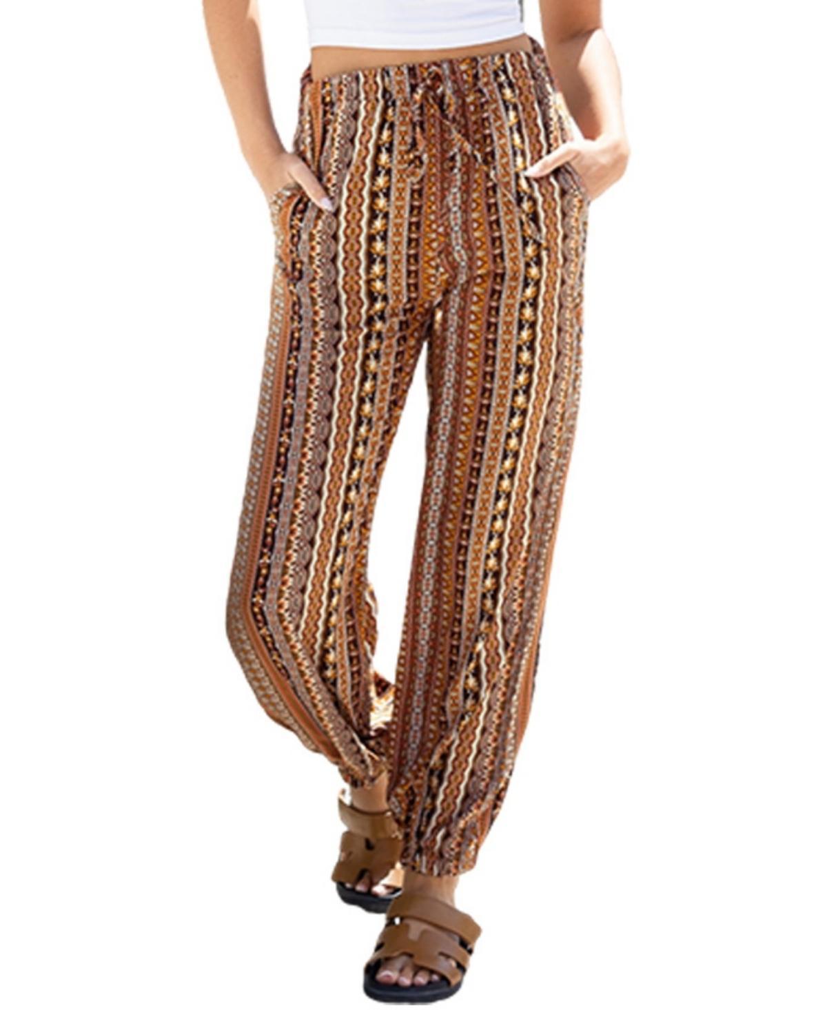 Cupshe Womens Woven Boho Striped Tapered Leg Pants Product Image