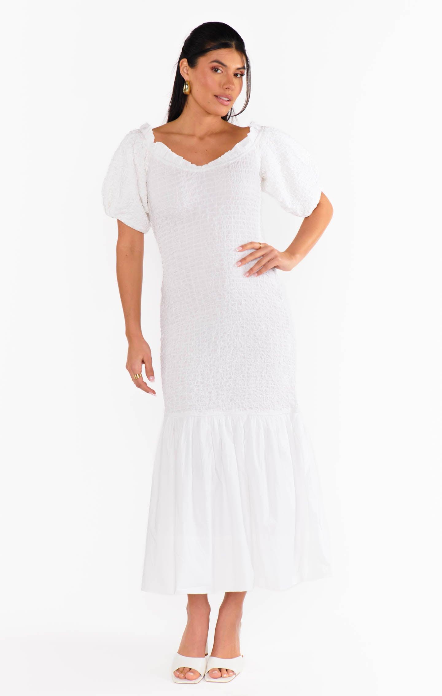 Rom Com Midi Dress ~ White Texture Stretch Product Image