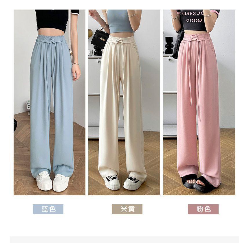 Drawstring Waist Plain Wide Leg Pants (Various Designs) Product Image