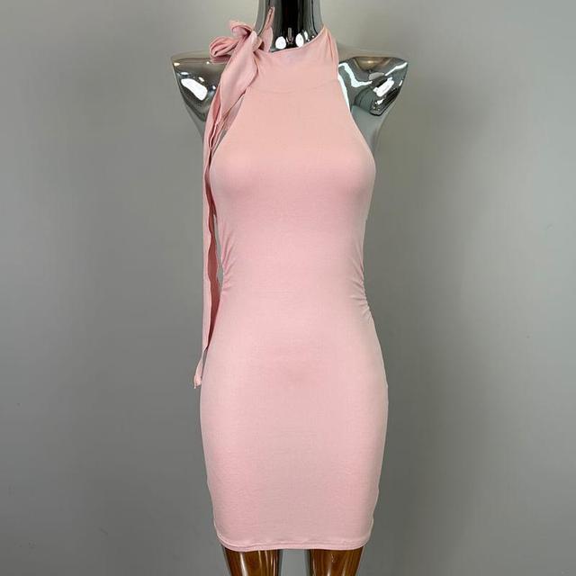 Halter Plain Mini Bodycon Dress Product Image