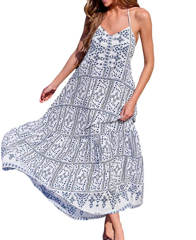 Cupshe Womens Geo Print Halterneck Maxi Beach Dress Product Image