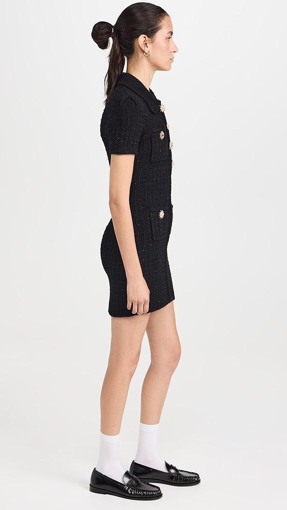 Self Portrait Black Jewel Button Knit Mini Dress | Shopbop Product Image