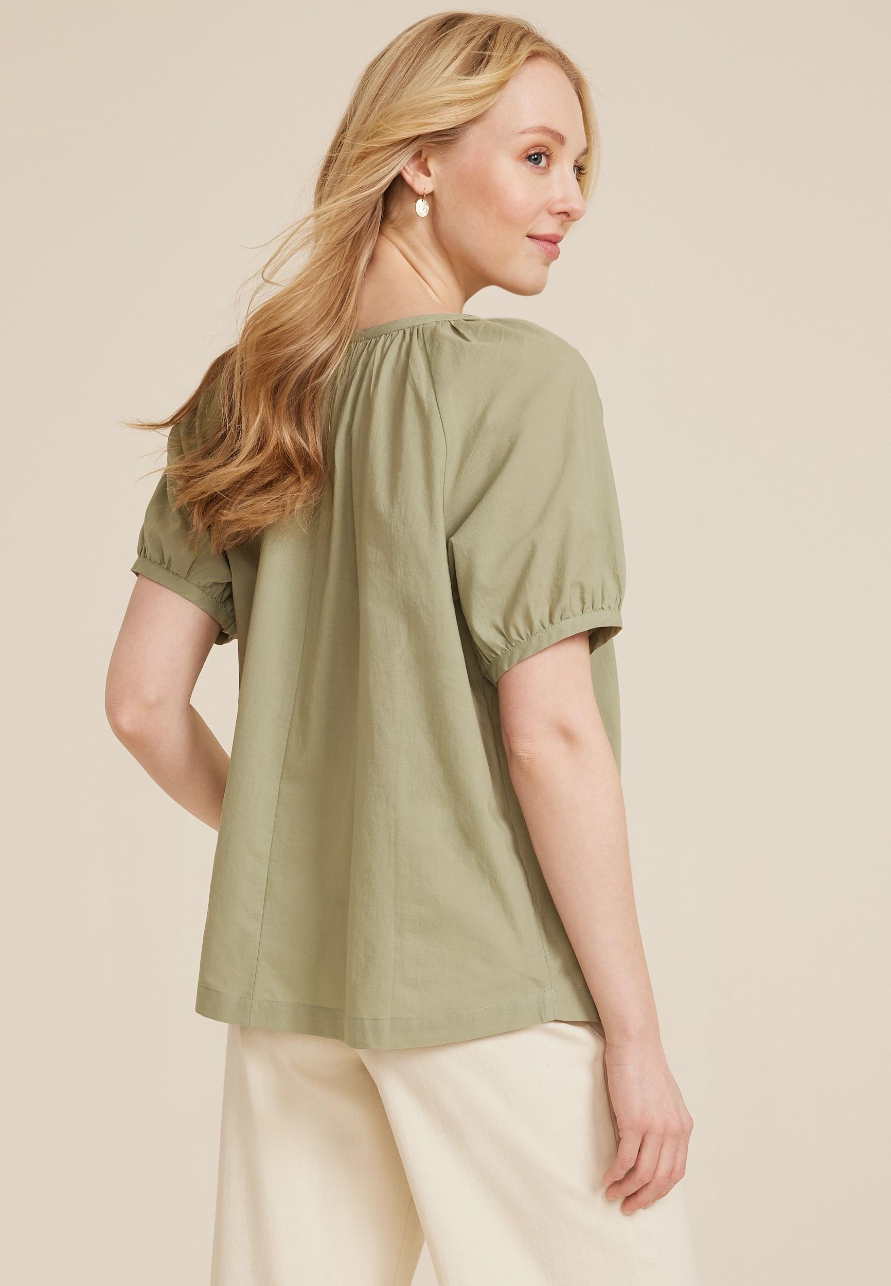 Puff Sleeve Button Down Blouse Product Image