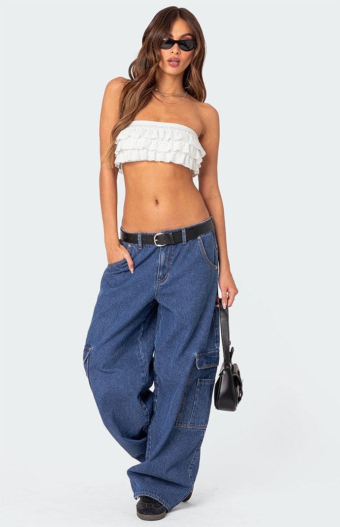 Edikted Womens Super Oversized Belted Boyfriend Jeans Product Image