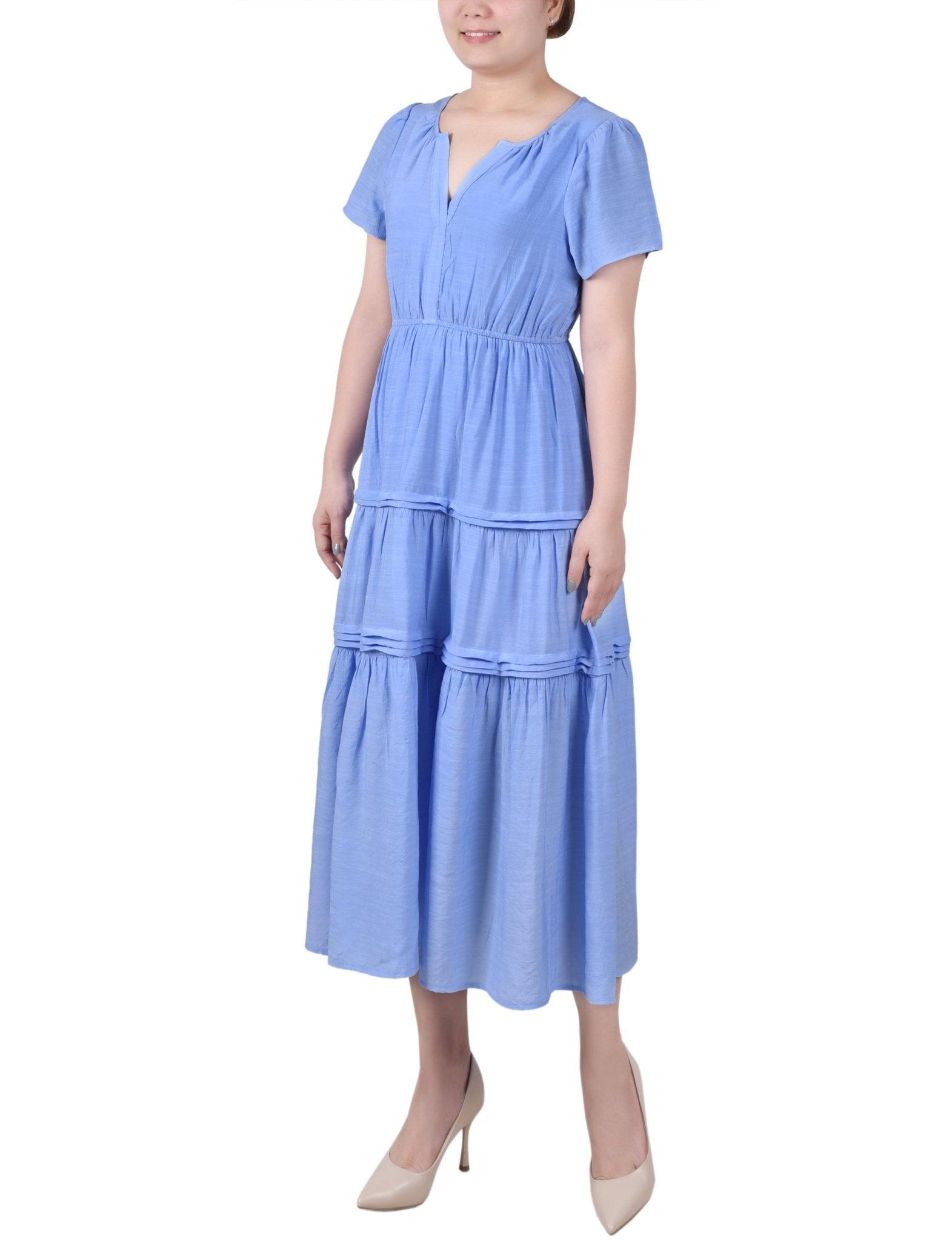 Ankle Length Short Sleeve Dress - Petite Product Image