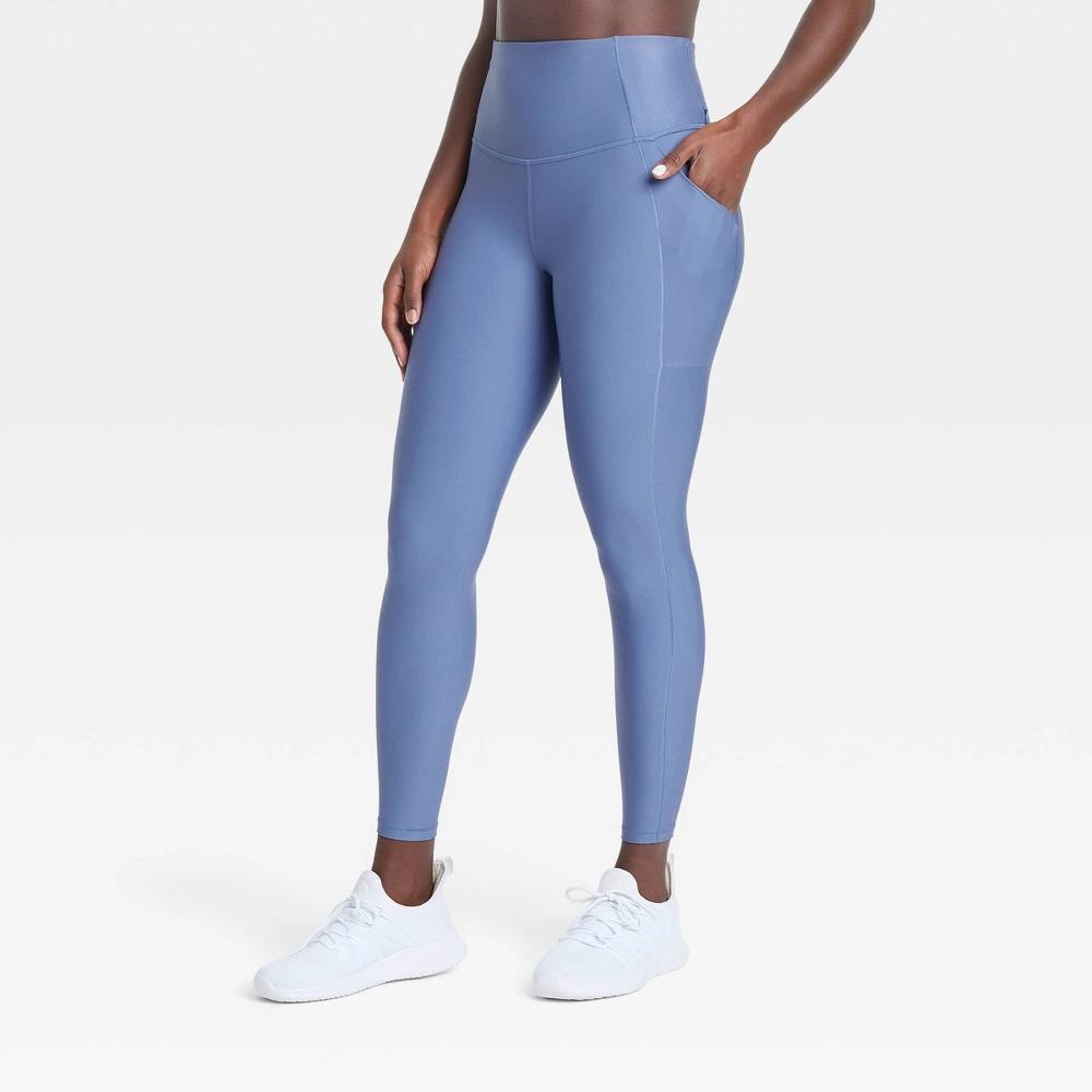 Womens Effortless Support High-Rise Pocketed 7/8 Leggings - All In Motion Blue M Product Image