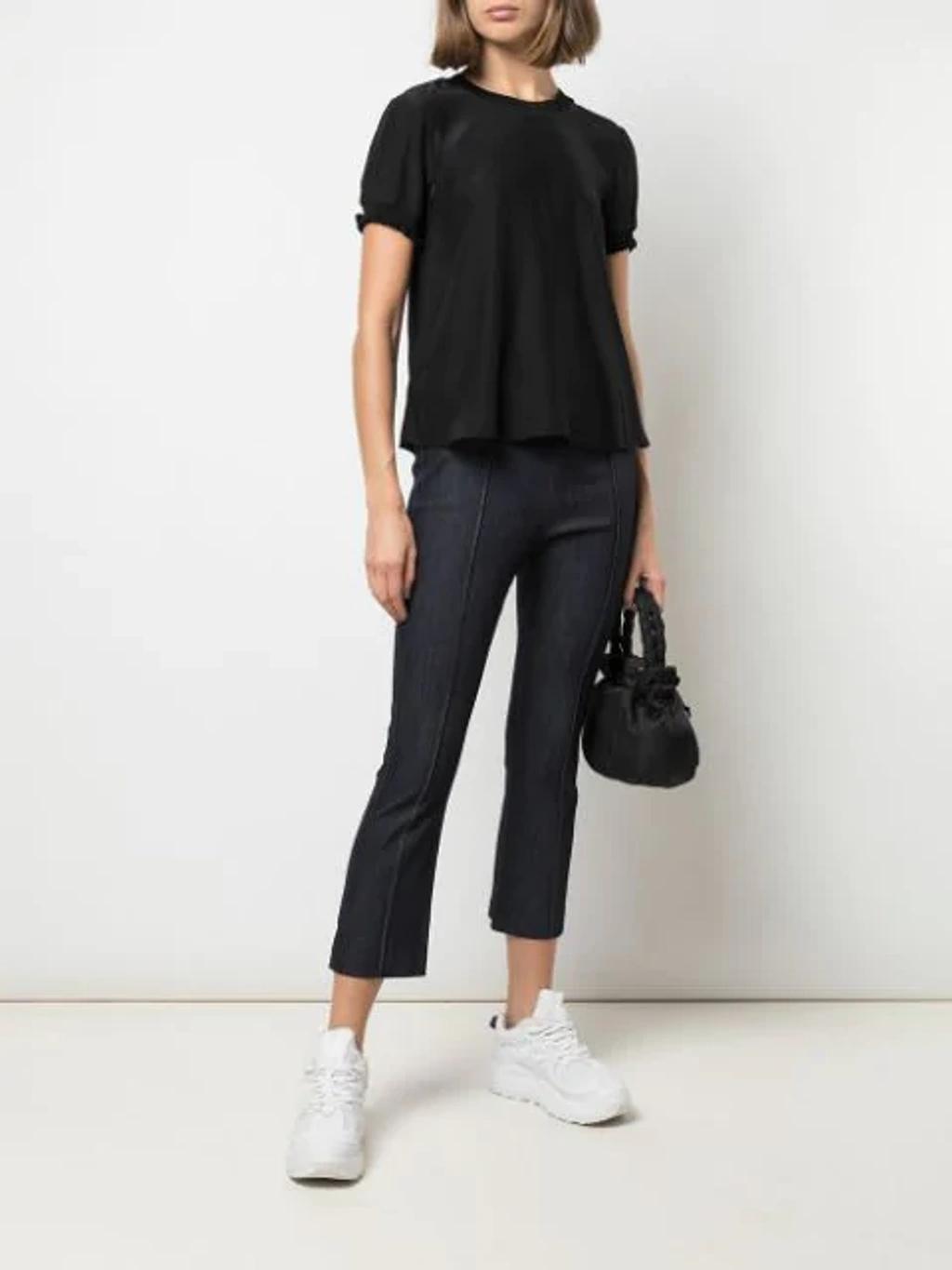 Cinq A Sept Lenny Short-sleeve Silk Top In Black Product Image