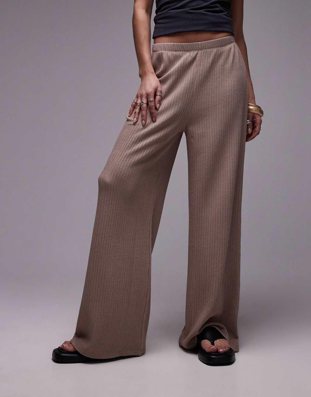 Topshop casual plisse pants in washed rose product image