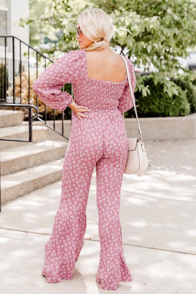 Aware of This Mauve Daisy Flare Jumpsuit FINAL SALE Product Image