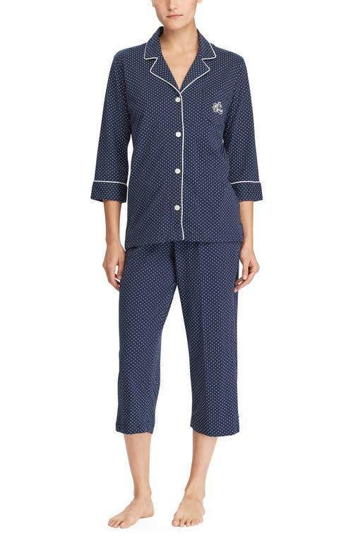 Lauren Ralph Lauren Striped Jersey Notch Collar 34 Sleeve Pajama Set Product Image