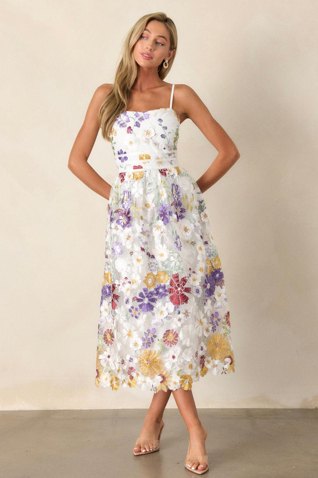 Serene Radiance Ivory Floral Maxi Dress Product Image