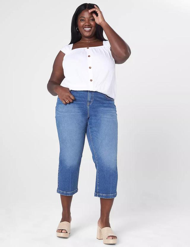 Lane Bryant Relaxed Crop Cap-Sleeve Square-Neck Top 22/24 White Product Image