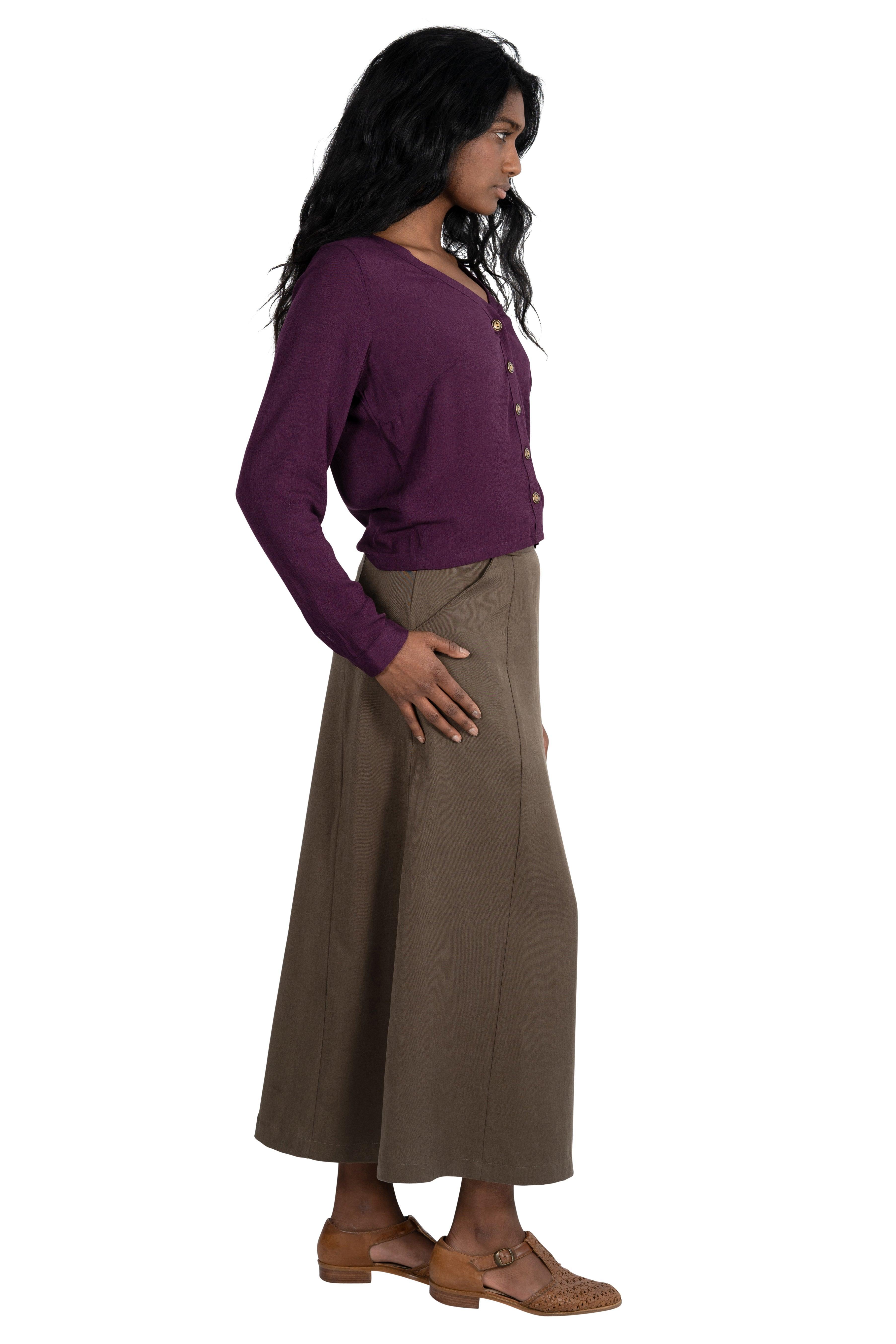 Olivia Skirt in Olive Tencel Product Image