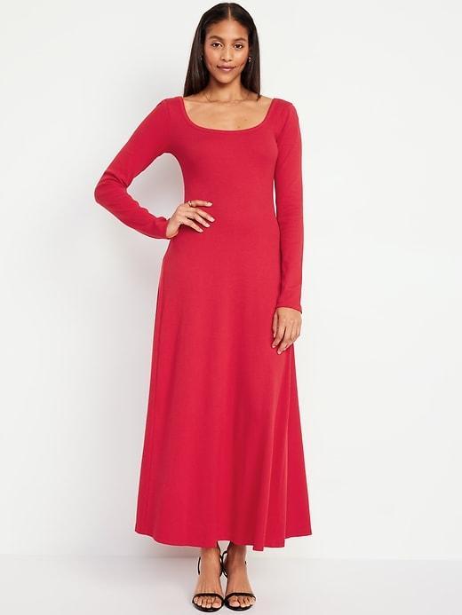 Fit &amp; Flare Ribbed Maxi Dress Product Image