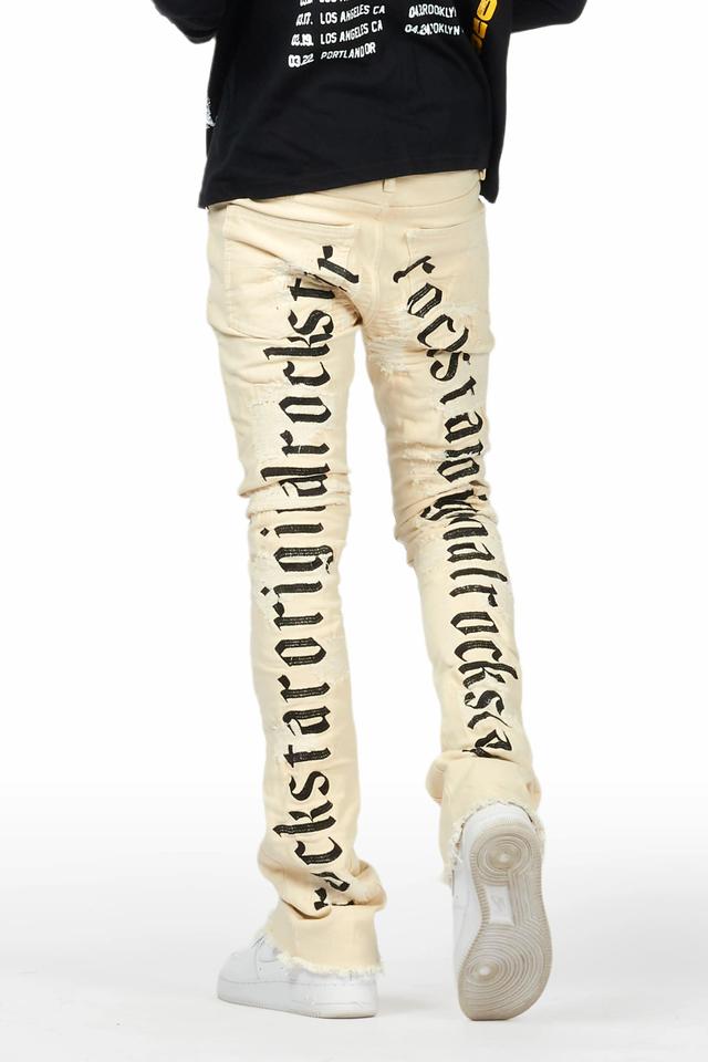 Sigmund Beige Stacked Flare Jean Male Product Image