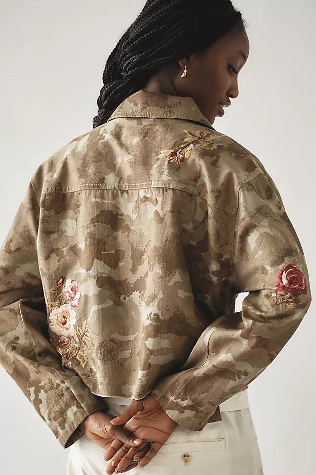 By Anthropologie Embroidered Camo Utility Jacket Product Image