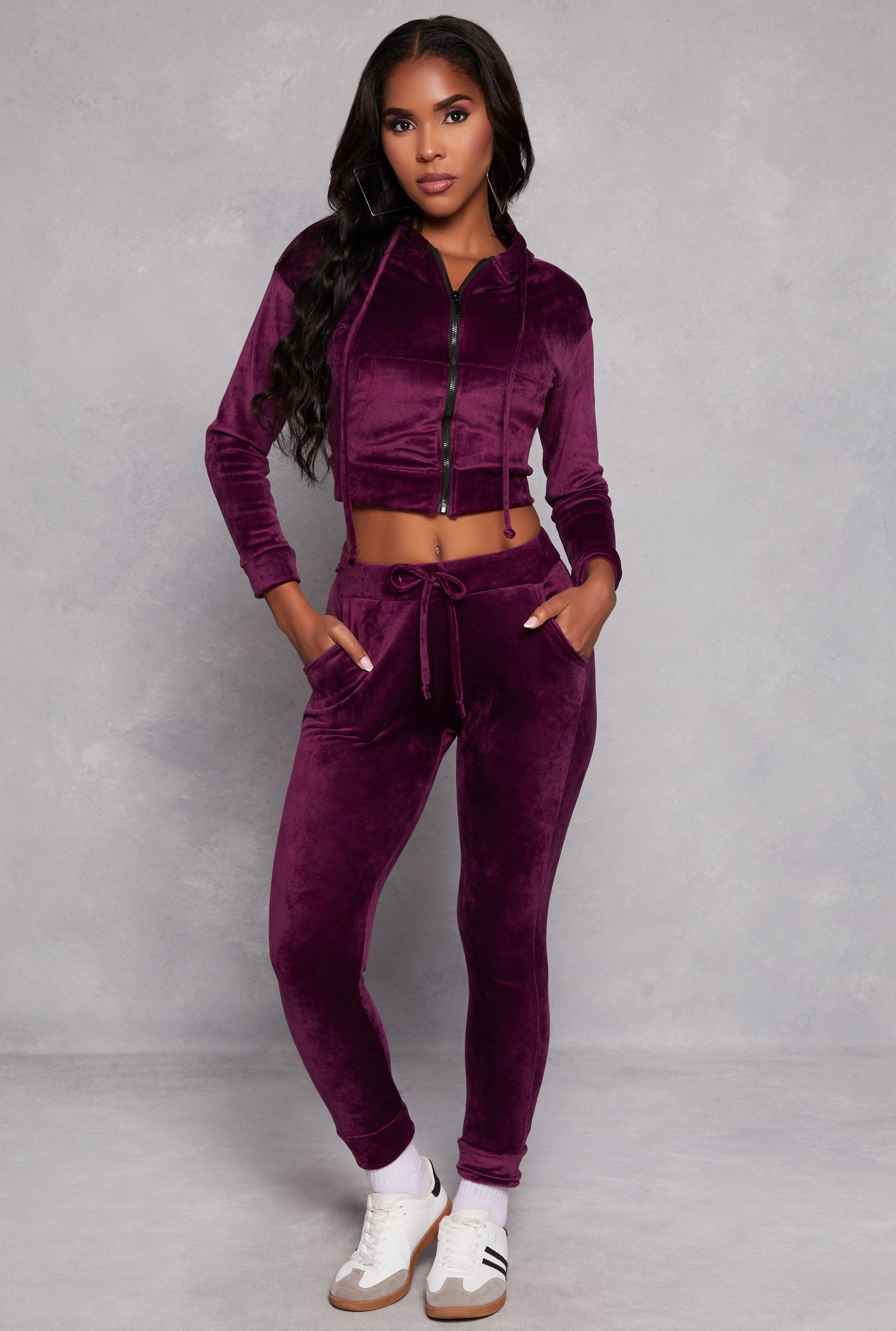 Womens Solid Velour Drawstring Joggers Product Image